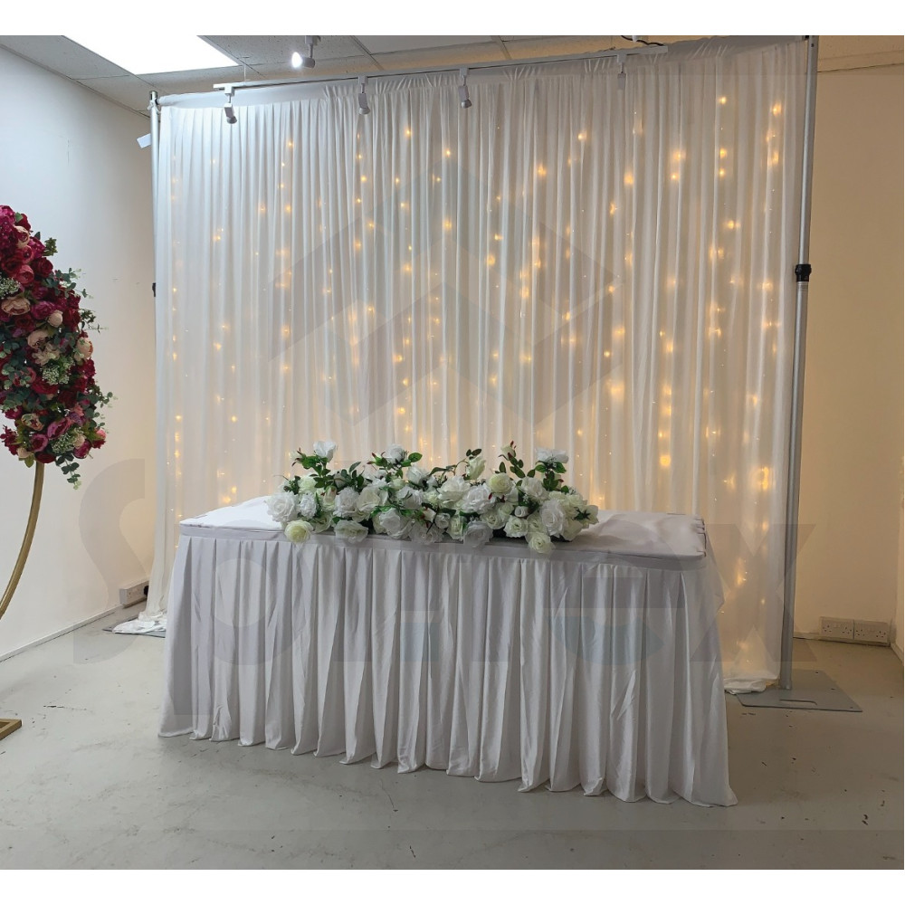 3m (w) x 3m (h) Wedding Backdrop Curtain - White – Wholesale Silk Backdrop Curtains for Wedding Decorators | WeddingMart