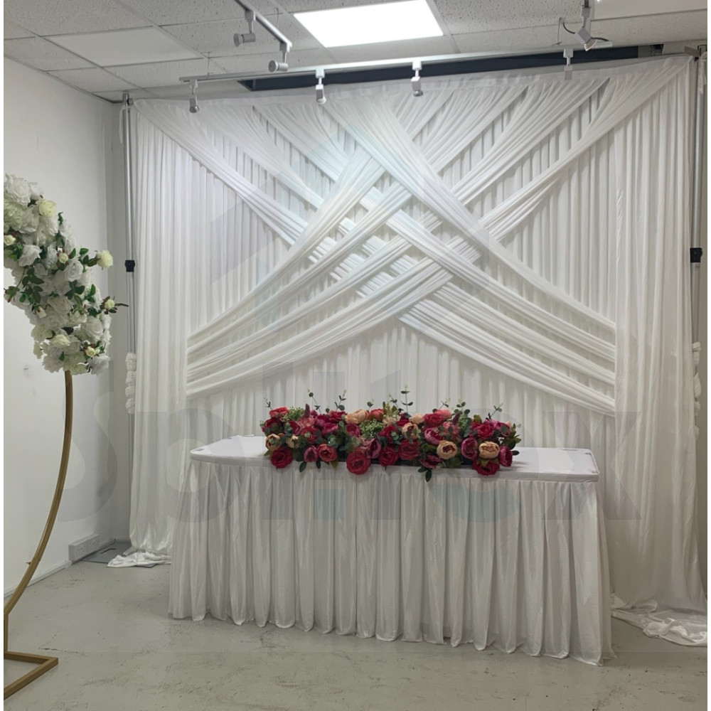 3m (w) x 3m (h) Wedding Backdrop Curtain - White – Wholesale Silk Backdrop Curtains for Wedding Decorators | WeddingMart
