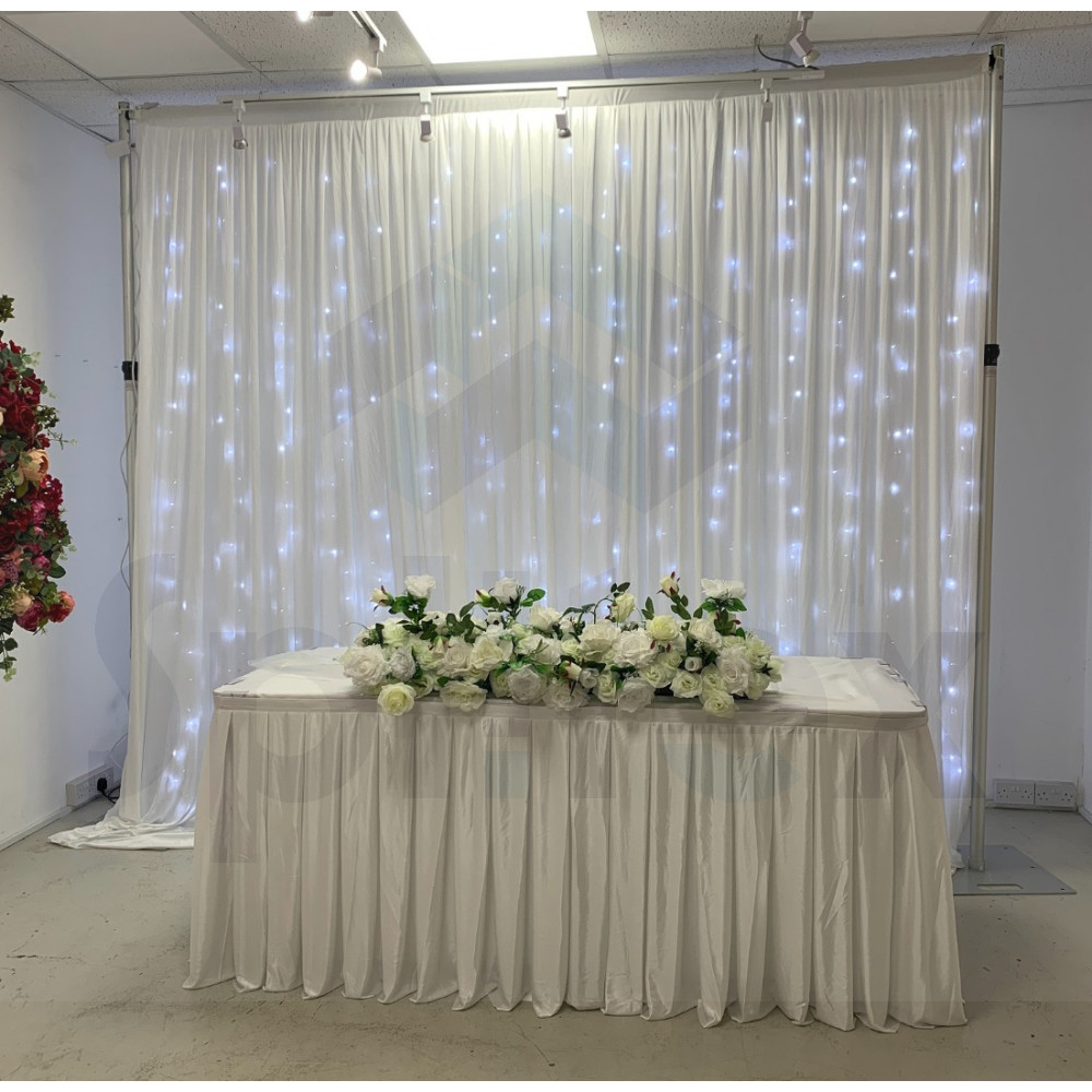 3m (w) x 3m (h) Wedding Backdrop Curtain - White – Wholesale Silk Backdrop Curtains for Wedding Decorators | WeddingMart