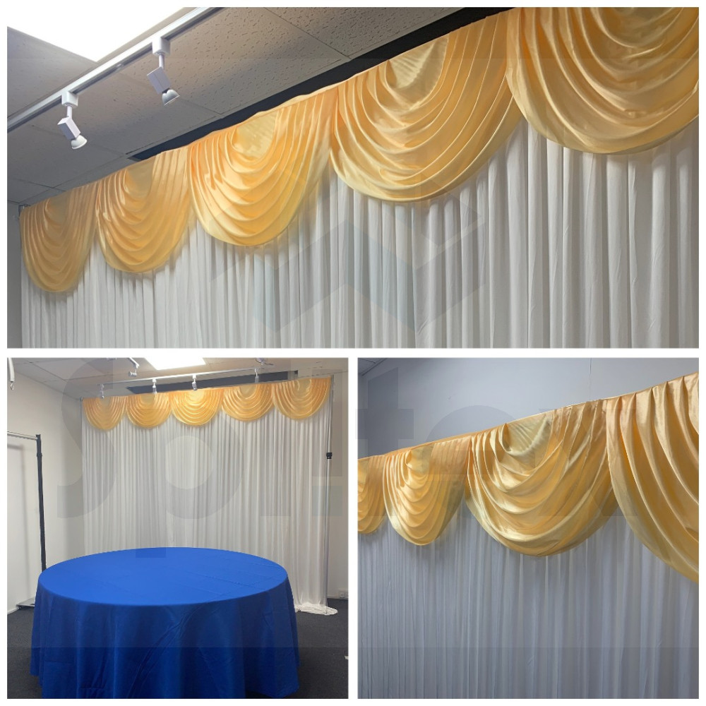 3m (w) x 3m (h) Wedding Backdrop Curtain - White – Wholesale Silk Backdrop Curtains for Wedding Decorators | WeddingMart