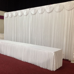 6m White Wedding Backdrop Curtain with White Detachable Swag