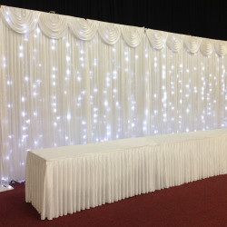 6m White Wedding Backdrop Curtain with White Detachable Swag