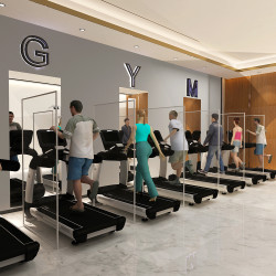 Floor Standing Sneeze Guard Screens for Gyms and Fitness Centres