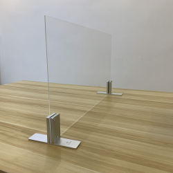 1000mm (w) x 800mm (h) Hanging Acrylic Sneeze Guard Screen with Aluminium Table Stands